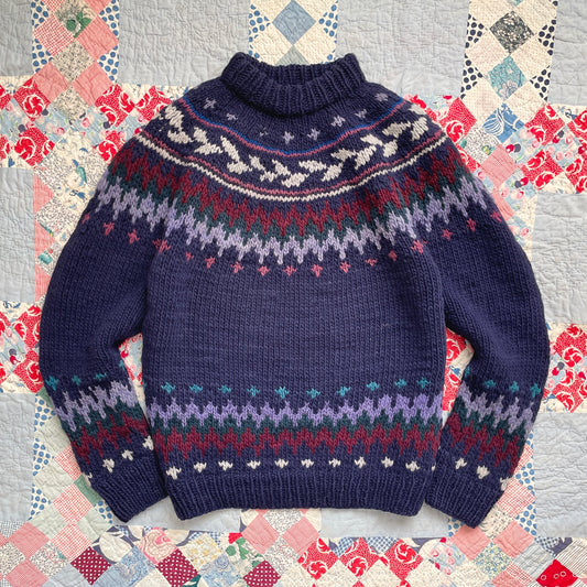 Vintage Hand Knit Fair Isle Heavy Weight Sweater