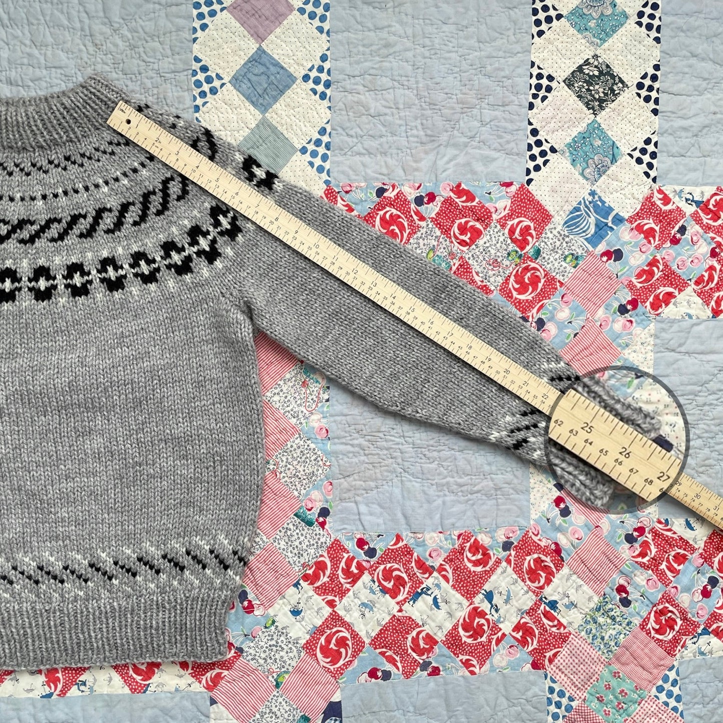 Vintage Hand Knit Gray Fair Isle Sweater