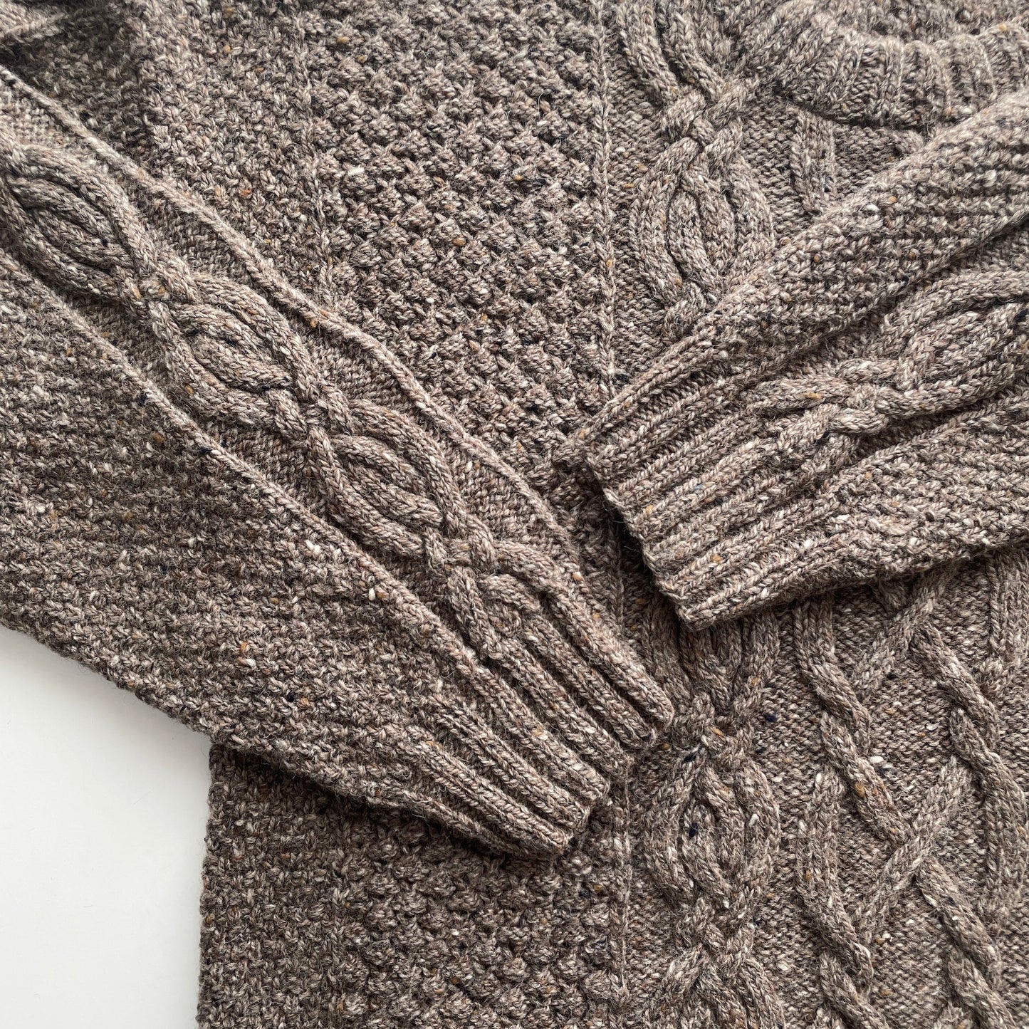 Inverallan Hand Knit Tweed Aran Fisherman Sweater