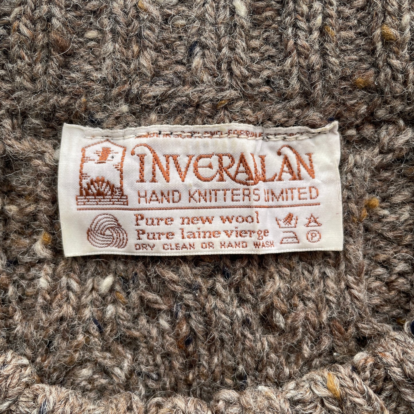 Inverallan Hand Knit Tweed Aran Fisherman Sweater