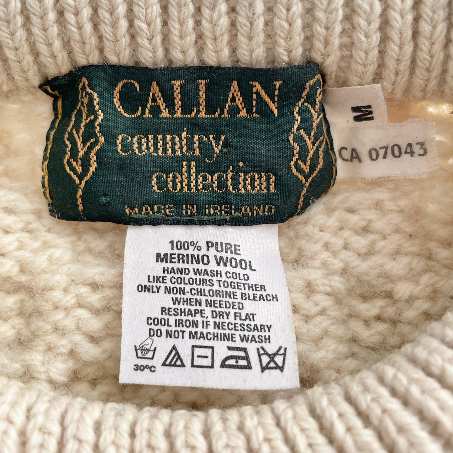 Vintage Callan Country Collection Aran Fisherman Sweater M