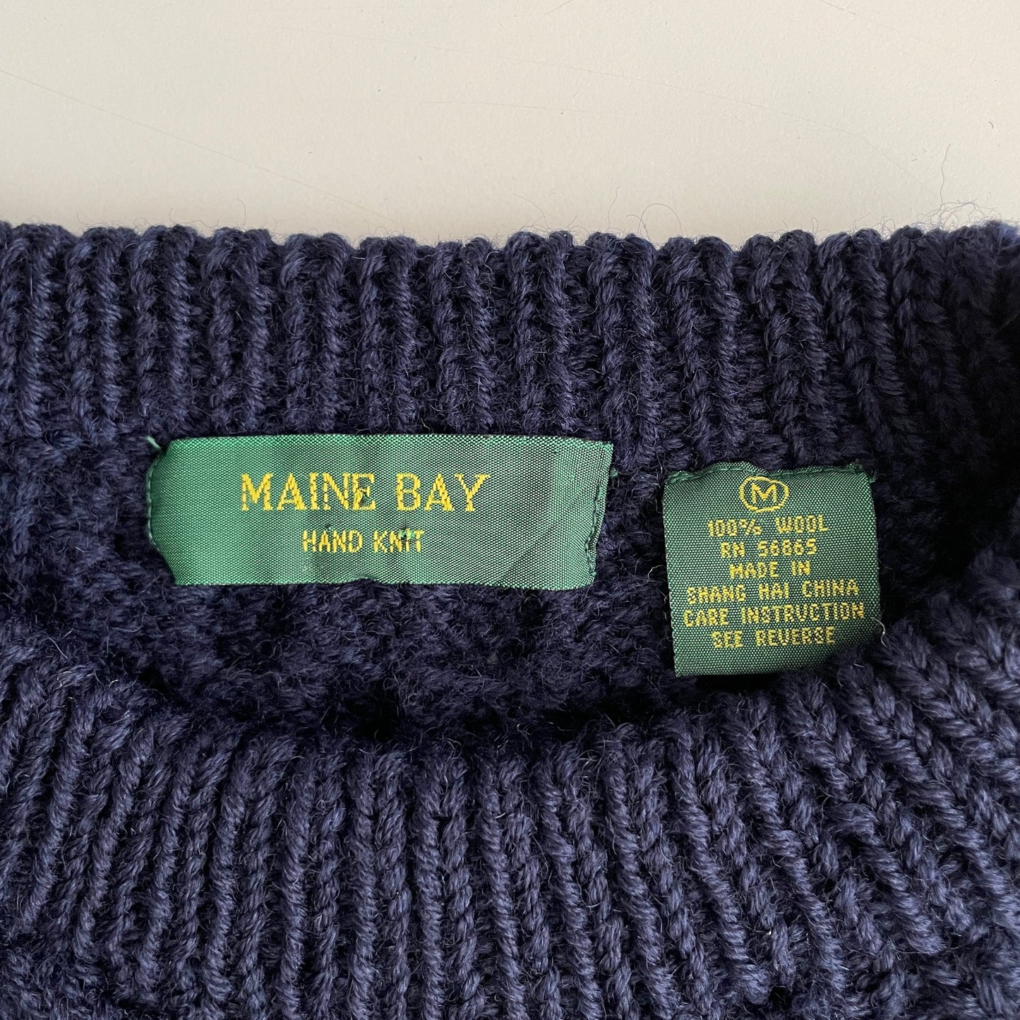 Vintage 90s Maine Bay Hand Knit Cable Sweater M