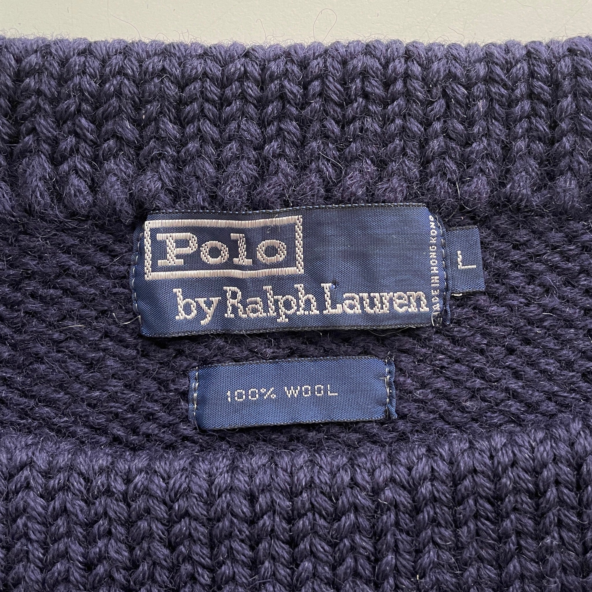 90s Polo by Ralph Lauren Chunky Wool Boat Neck Sweater L