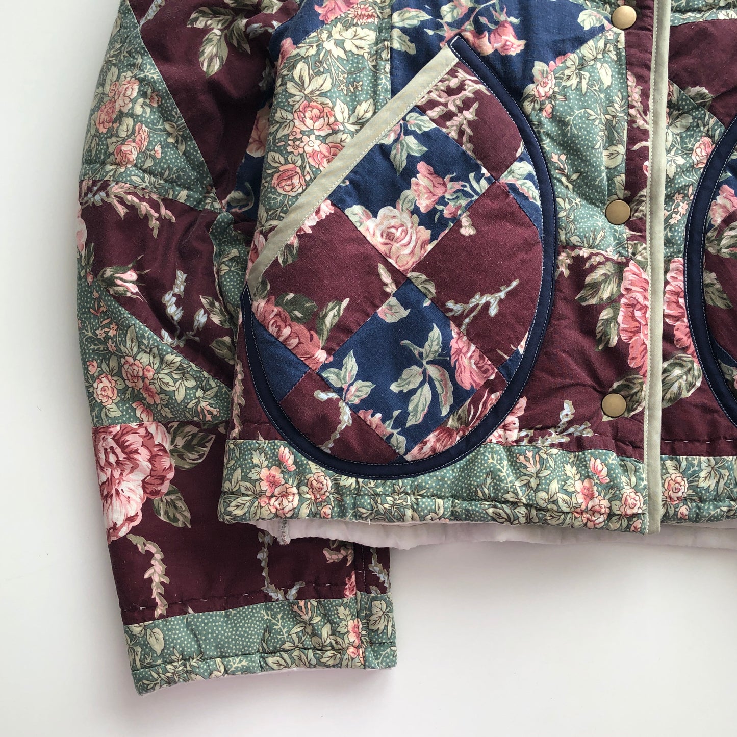 Quilt Jacket No.2 Rose Print Shawl Collar