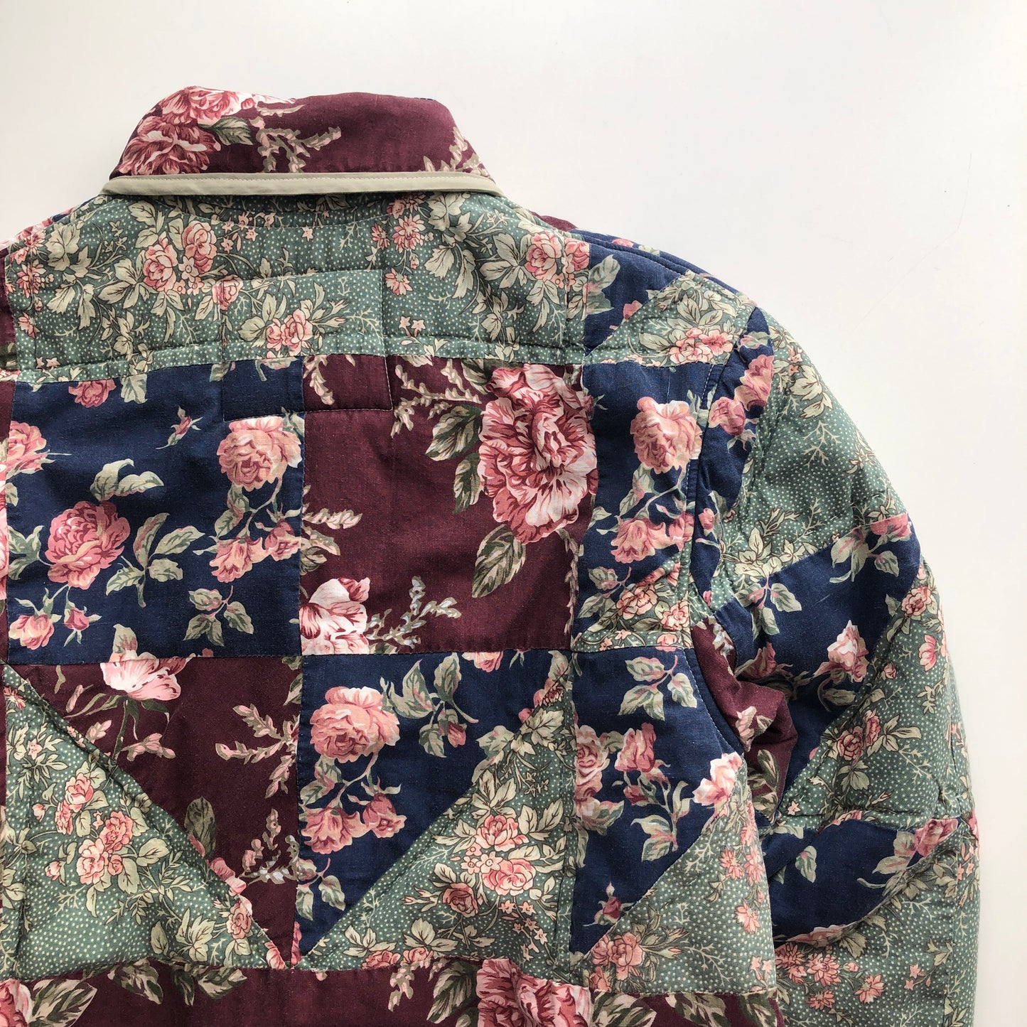 Quilt Jacket No.2 Rose Print Shawl Collar